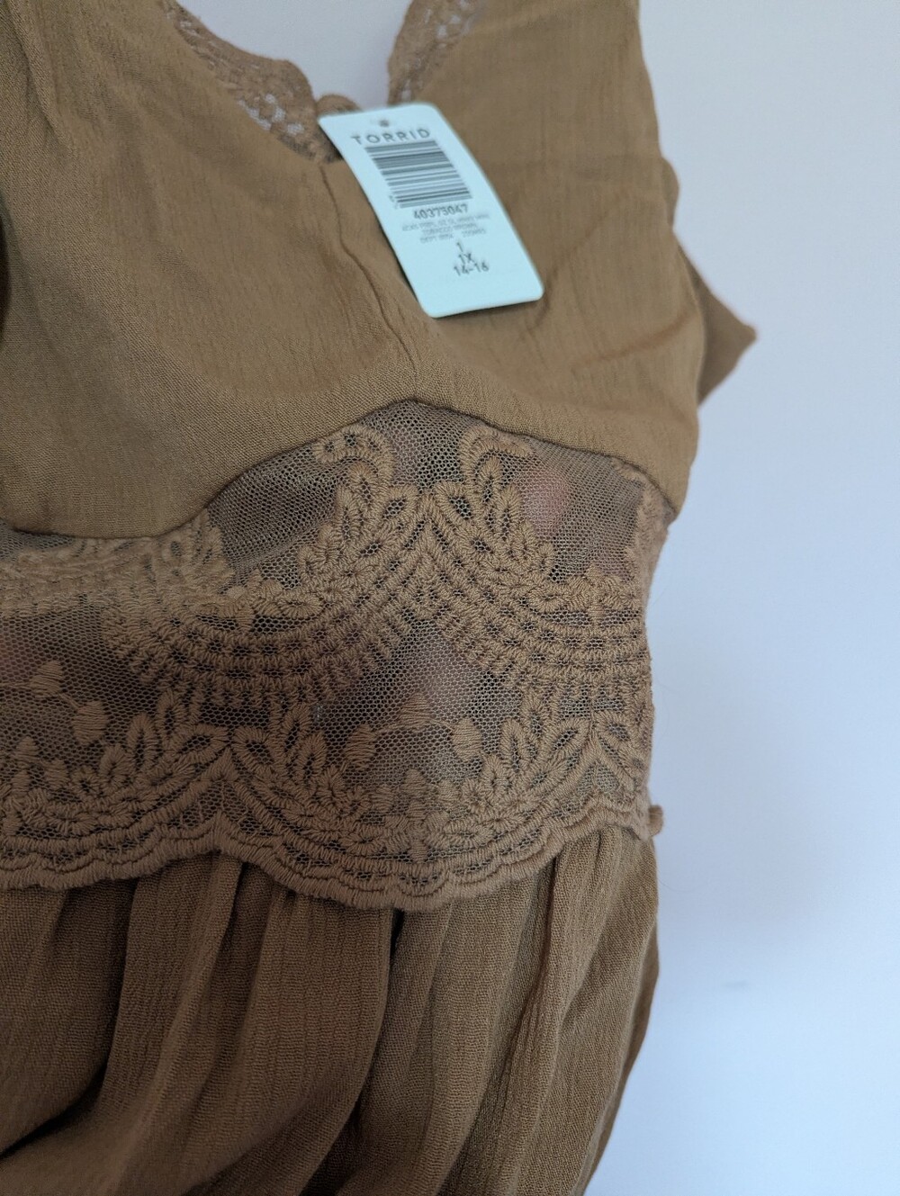 Torrid Lace Trim Maxi Dress in Brown - Picture 5 of 5